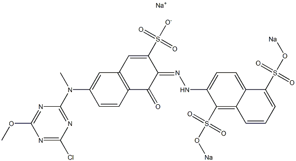 3-[2-[1,5-Bis(sodiosulfo)-2-naphtyl]hydrazono]-4-oxo-3,4-dihydro-7-[(4-chloro-6-methyloxy-1,3,5-triazine-2-yl)(methyl)amino]naphthalene-2-sulfonic acid sodium salt Structure
