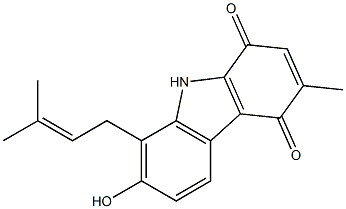 7-Hydroxy-3-methyl-8-(3-methyl-2-butenyl)-9H-carbazole-1,4-dione 구조식 이미지
