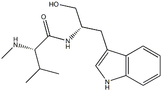 (2S)-N-[(1S)-1-Hydroxymethyl-2-(1H-indol-3-yl)ethyl]-3-methyl-2-(methylamino)butanamide 구조식 이미지