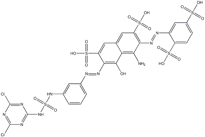 2-(2,5-Disulfophenylazo)-7-[3-[[[4,6-dichloro-1,3,5-triazin-2-yl]amino]sulfonylamino]phenylazo]-1-amino-8-hydroxynaphthalene-3,6-disulfonic acid Structure