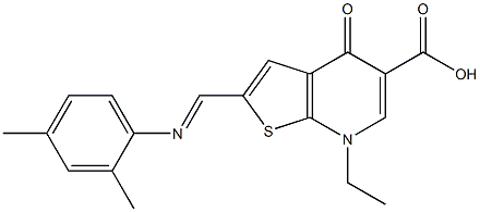 2-[(2,4-Dimethylphenyl)iminomethyl]-4,7-dihydro-7-ethyl-4-oxothieno[2,3-b]pyridine-5-carboxylic acid Structure