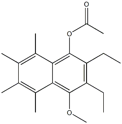 1-Acetoxy-2-ethyl-3-ethyl-4-methoxy-5-methyl-6-methyl-7-methyl-8-methylnaphthalene 구조식 이미지