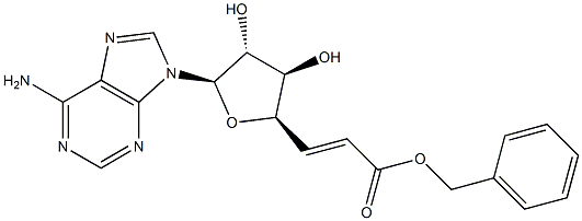 (E)-3-[[(2R,3R,4S,5R)-2-(6-Amino-9H-purin-9-yl)-3,4-dihydroxytetrahydrofuran]-5-yl]propenoic acid benzyl ester 구조식 이미지