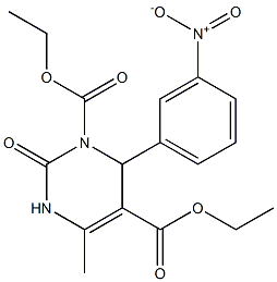 2-Oxo-4-(3-nitrophenyl)-6-methyl-1,2,3,4-tetrahydro-3,5-pyrimidinedicarboxylic acid diethyl ester 구조식 이미지