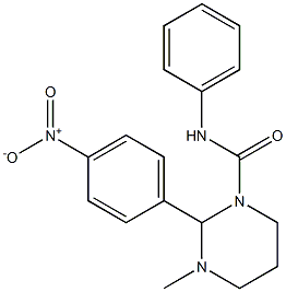 1-Methyl-2-(4-nitrophenyl)-3-(phenylcarbamoyl)hexahydropyrimidine 구조식 이미지