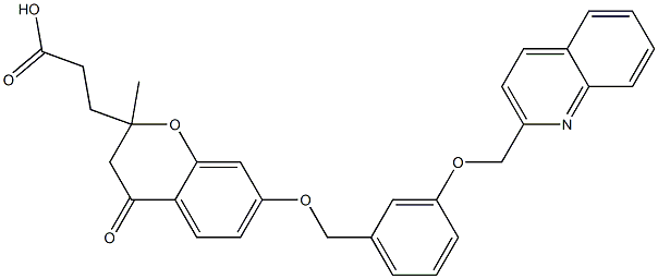 3-[[3,4-Dihydro-2-methyl-4-oxo-7-[3-[(2-quinolinyl)methoxy]benzyloxy]-2H-1-benzopyran]-2-yl]propionic acid Structure