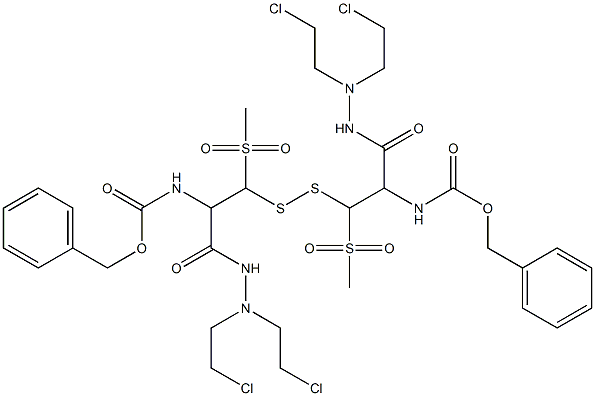 3,3'-Dithiobis[N',N'-bis(2-chloroethyl)-2-benzyloxycarbonylamino-3-methylsulfonylpropionic acid hydrazide] Structure