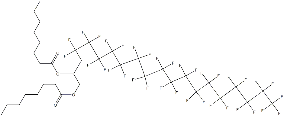 Dioctanoic acid 4,4,5,5,6,6,7,7,8,8,9,9,10,10,11,11,12,12,13,13,14,14,15,15,16,16,17,17,18,18,19,19,20,20,20-pentatriacontafluoro-1,2-icosanediyl ester 구조식 이미지