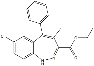 7-Chloro-5-phenyl-4-methyl-1H-1,2-benzodiazepine-3-carboxylic acid ethyl ester 구조식 이미지