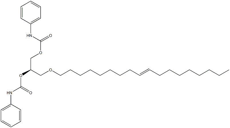 [R,(+)]-1-O,2-O-Bis(N-phenylcarbamoyl)-3-O-[(E)-9-octadecenyl]-D-glycerol 구조식 이미지