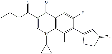 7-(3-Oxocyclopenta-1-enyl)-6,8-difluoro-1-cyclopropyl-1,4-dihydro-4-oxoquinoline-3-carboxylic acid ethyl ester 구조식 이미지