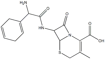 7-[2-(1,4-Cyclohexadien-1-yl)-2-aminoacetylamino]-3-methyl-8-oxo-5-thia-1-azabicyclo[4.2.0]oct-2-ene-2-carboxylic acid 구조식 이미지