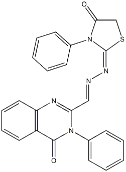 3-(Phenyl)-2-[2-[(2,3,4,5-tetrahydro-3-phenyl-4-oxothiazole)-2-ylidene]hydrazonomethyl]quinazoline-4(3H)-one Structure