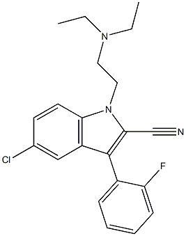 5-Chloro-1-[2-(diethylamino)ethyl]-3-(2-fluorophenyl)-1H-indole-2-carbonitrile 구조식 이미지