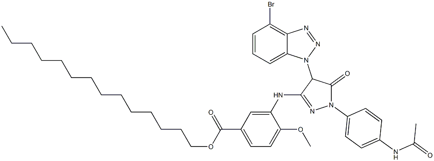 3-[[1-[4-(Acetylamino)phenyl]-4-(4-bromo-1H-benzotriazol-1-yl)-5-oxo-2-pyrazolin-3-yl]amino]-4-methoxybenzoic acid tetradecyl ester Structure