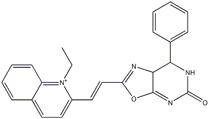 1-Ethyl-2-[2-[[5,6,7,7a-tetrahydro-5-oxo-7-phenyloxazolo[5,4-d]pyrimidin]-2-yl]ethenyl]quinolinium 구조식 이미지