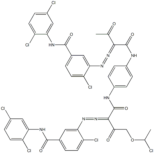 3,3'-[2-[(1-Chloroethyl)oxy]-1,4-phenylenebis[iminocarbonyl(acetylmethylene)azo]]bis[N-(2,5-dichlorophenyl)-4-chlorobenzamide] 구조식 이미지