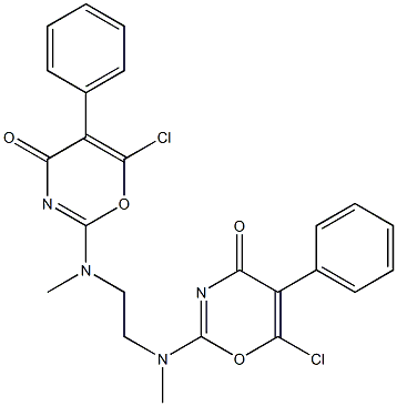 N,N'-Dimethyl-N,N'-bis(4-oxo-5-phenyl-6-chloro-4H-1,3-oxazin-2-yl)ethylenediamine 구조식 이미지