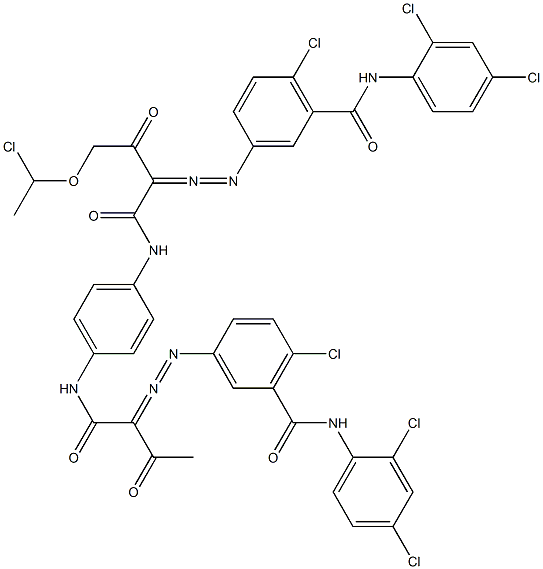 3,3'-[2-[(1-Chloroethyl)oxy]-1,4-phenylenebis[iminocarbonyl(acetylmethylene)azo]]bis[N-(2,4-dichlorophenyl)-6-chlorobenzamide] 구조식 이미지