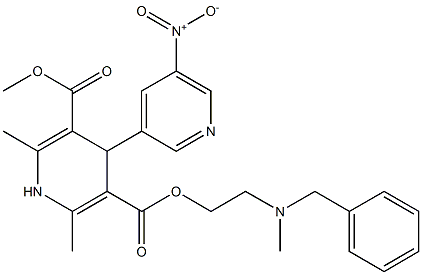 4-(5-Nitropyridin-3-yl)-1,4-dihydro-2,6-dimethylpyridine-3,5-dicarboxylic acid 3-methyl 5-[2-(N-methyl-N-benzylamino)ethyl] ester 구조식 이미지