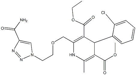 4-(2-Chlorophenyl)-1,4-dihydro-2-[2-(4-carbamoyl-1H-1,2,3-triazol-1-yl)ethoxymethyl]-6-methylpyridine-3,5-dicarboxylic acid 3-ethyl 5-methyl ester 구조식 이미지
