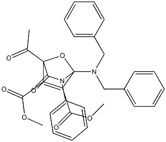 4-Acetyl-1-(dibenzylamino)-3-oxo-2-phenyl-7-oxa-2-azabicyclo[2.2.1]hept-5-ene-5,6-dicarboxylic acid dimethyl ester 구조식 이미지