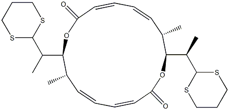 (3E,5E,7S,8S,11E,13E,15S,16S)-7,15-Dimethyl-8,16-bis[(R)-1-(1,3-dithian-2-yl)ethyl]-1,9-dioxacyclohexadeca-3,5,11,13-tetrene-2,10-dione Structure