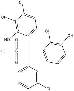 (3-Chlorophenyl)(2-chloro-3-hydroxyphenyl)(3,4-dichloro-2-hydroxyphenyl)methanesulfonic acid 구조식 이미지