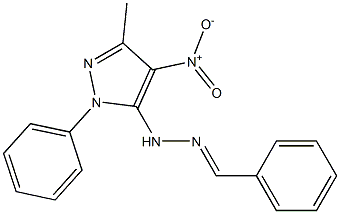 1-(1-Phenyl-3-methyl-4-nitro-1H-pyrazol-5-yl)-2-benzylidenehydrazine 구조식 이미지