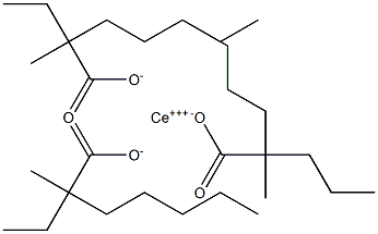 Cerium(III)bis(2-ethyl-2-methylheptanoate)(2-methyl-2-propylhexanoate) Structure