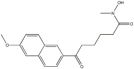 6-Oxo-N-methyl-6-[6-methoxy-2-naphtyl]hexanehydroxamic acid 구조식 이미지