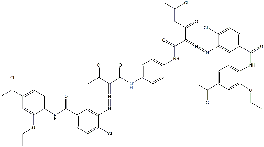 3,3'-[2-(1-Chloroethyl)-1,4-phenylenebis[iminocarbonyl(acetylmethylene)azo]]bis[N-[4-(1-chloroethyl)-2-ethoxyphenyl]-4-chlorobenzamide] 구조식 이미지