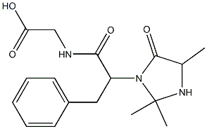 N-[2-(2,2,5-Trimethyl-4-oxoimidazolidin-3-yl)-3-phenylpropionyl]glycine 구조식 이미지