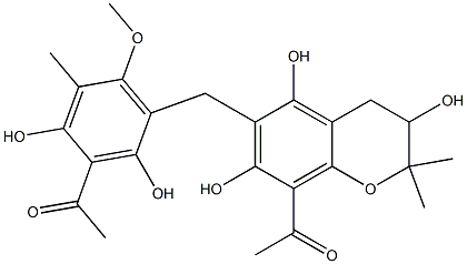 8-Acetyl-6-(3-acetyl-2,4-dihydroxy-5-methyl-6-methoxybenzyl)-3,4-dihydro-2,2-dimethyl-2H-1-benzopyran-3,5,7-triol Structure