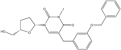 5-[3-(Benzyloxy)benzyl]-3-iodo-2',3'-dideoxyuridine Structure