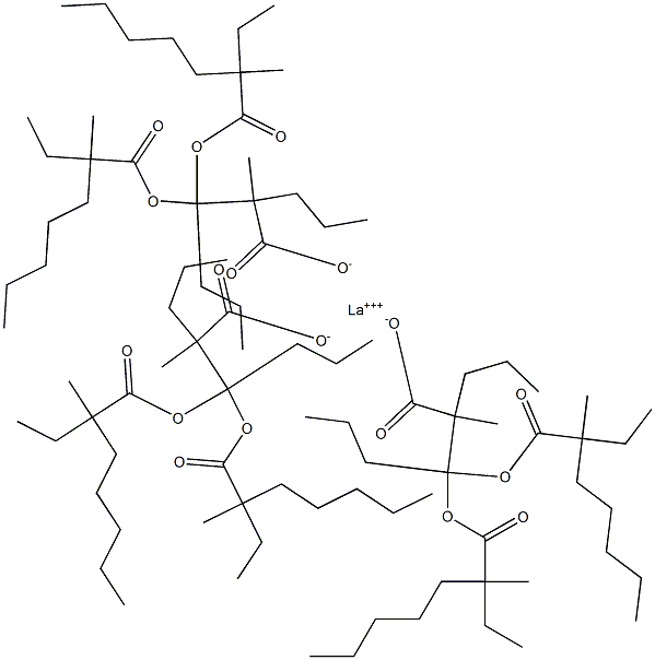 Lanthanum bis(2-ethyl-2-methylheptanoate)(2-methyl-2-propylhexanoate) 구조식 이미지