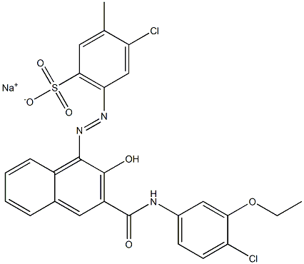 4-Chloro-3-methyl-6-[[3-[[(4-chloro-3-ethoxyphenyl)amino]carbonyl]-2-hydroxy-1-naphtyl]azo]benzenesulfonic acid sodium salt 구조식 이미지