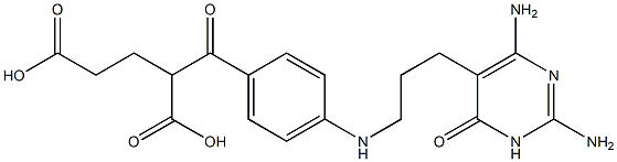 2-[4-[N-[3-[[2,6-Diamino-3,4-dihydro-4-oxopyrimidin]-5-yl]propyl]amino]benzoyl]glutaric acid 구조식 이미지