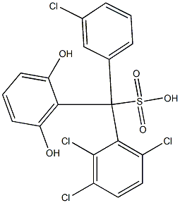 (3-Chlorophenyl)(2,3,6-trichlorophenyl)(2,6-dihydroxyphenyl)methanesulfonic acid 구조식 이미지