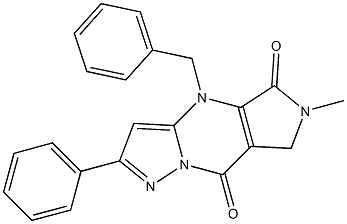 6,7-Dihydro-4-benzyl-6-methyl-2-phenyl-4H-1,4,6,8a-tetraaza-s-indacene-5,8-dione Structure