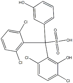 (2,6-Dichlorophenyl)(2,5-dichloro-6-hydroxyphenyl)(3-hydroxyphenyl)methanesulfonic acid 구조식 이미지