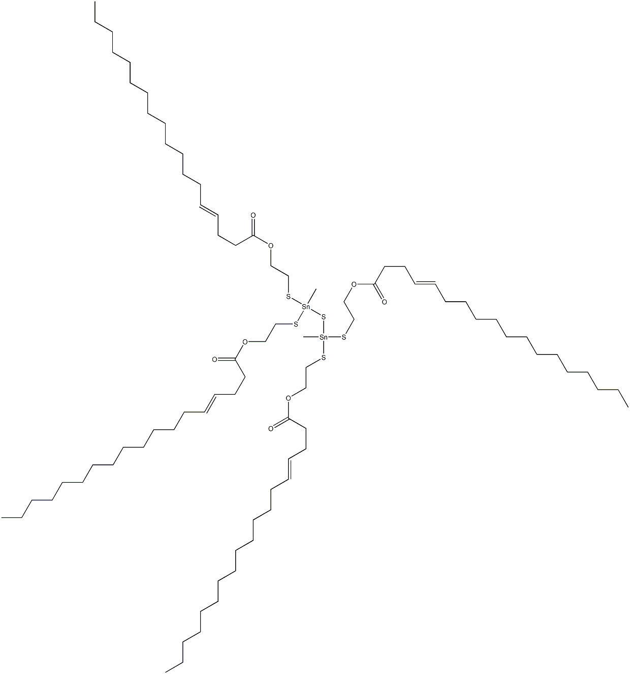 Bis[methylbis[[2-(3-heptadecenylcarbonyloxy)ethyl]thio]stannyl] sulfide Structure