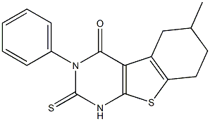 1,2,5,6,7,8-Hexahydro-3-phenyl-6-methyl-2-thioxo[1]benzothieno[2,3-d]pyrimidin-4(3H)-one Structure