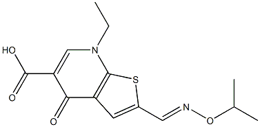 2-[(Isopropoxyimino)methyl]-7-ethyl-4,7-dihydro-4-oxothieno[2,3-b]pyridine-5-carboxylic acid 구조식 이미지