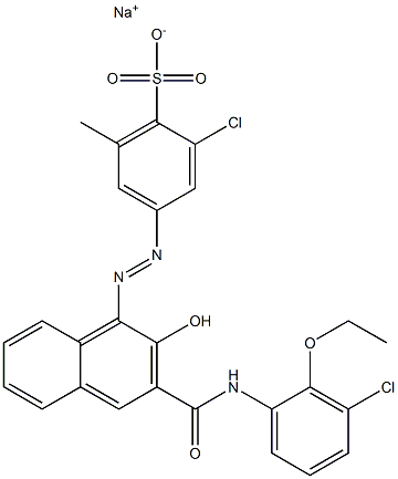 2-Chloro-6-methyl-4-[[3-[[(3-chloro-2-ethoxyphenyl)amino]carbonyl]-2-hydroxy-1-naphtyl]azo]benzenesulfonic acid sodium salt Structure