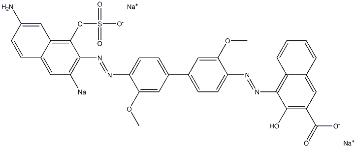 4-[[4'-[(7-Amino-1-hydroxy-3-sodiosulfo-2-naphthalenyl)azo]-3,3'-dimethoxy-1,1'-biphenyl-4-yl]azo]-3-hydroxynaphthalene-2-carboxylic acid sodium salt Structure