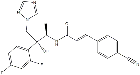 N-[(1R,2R)-2-(2,4-Difluorophenyl)-2-hydroxy-1-methyl-3-(1H-1,2,4-triazol-1-yl)propyl]-3-[4-cyanophenyl]propenamide 구조식 이미지