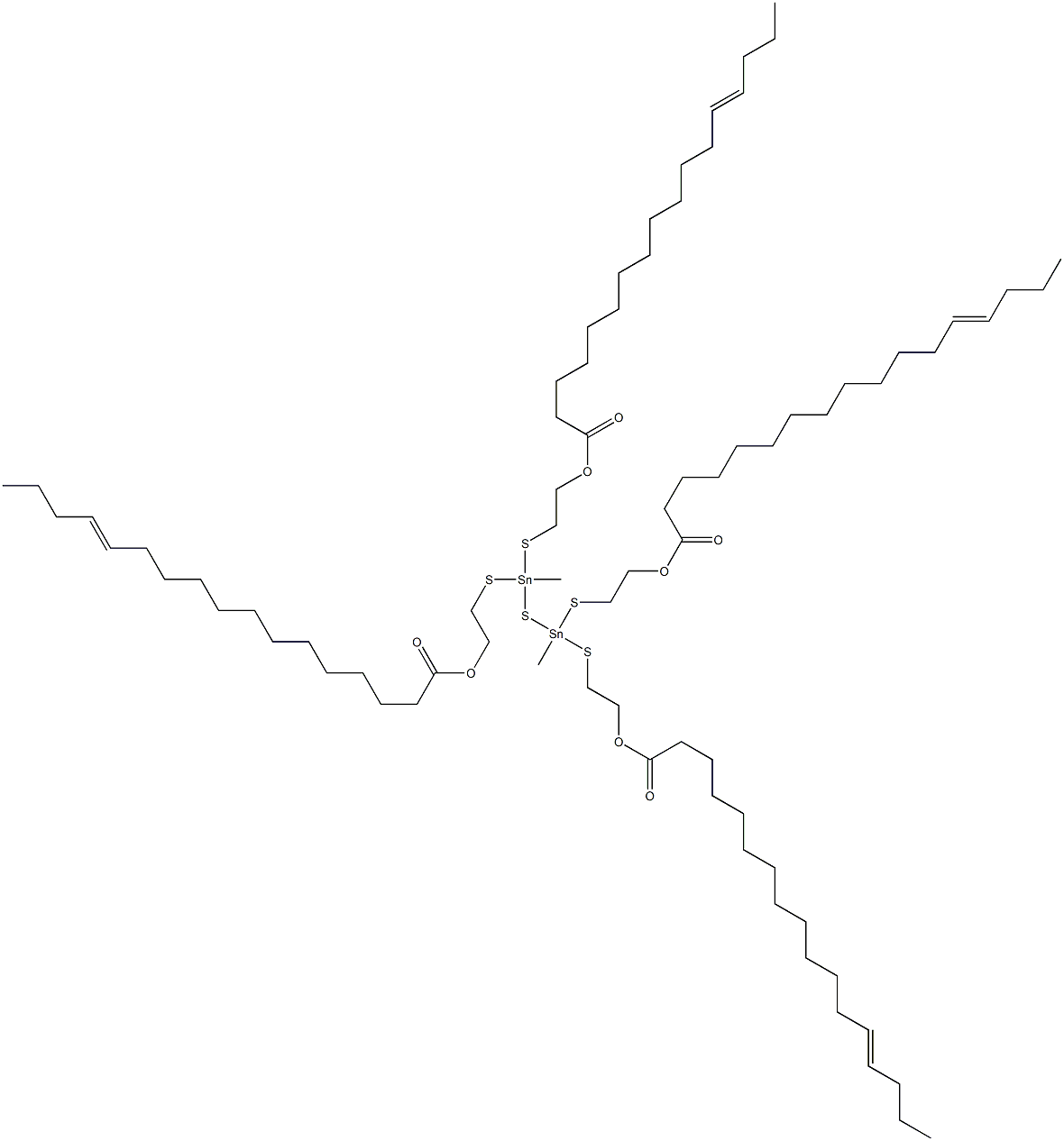 Bis[methylbis[[2-(12-hexadecenylcarbonyloxy)ethyl]thio]stannyl] sulfide Structure