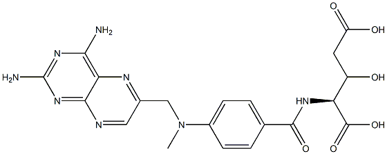 (2S)-2-[4-[N-(2,4-Diamino-6-pteridinylmethyl)-N-methylamino]benzoylamino]-3-hydroxyglutaric acid 구조식 이미지