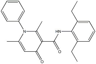 1-Phenyl-1,4-dihydro-2,6-dimethyl-N-(2,6-diethylphenyl)-4-oxopyridine-3-carboxamide 구조식 이미지